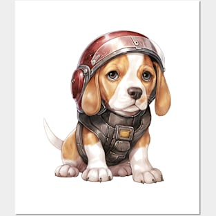 Beagle Dog in Helmet Posters and Art